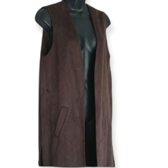 Zara Faux Suede Long Vest! Size S - Picture 4 of 12